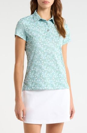 Swannies Georgia Print Golf Polo in Surf at Nordstrom, Size X-Small