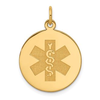 Diamond2Deal 14k Yellow Gold 19mm Round Non-enameled Medical Jewelry Pendant