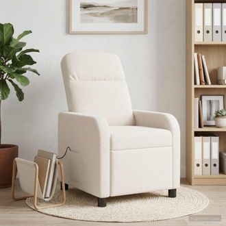 vidaXL Vidaxl Poltrona Massaggiante Crema Boucl&eacute;