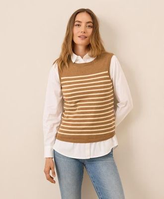 Pact Organic Classic Fine Knit Shell in Del Norte Stripe at Nordstrom, Size Xx-Large