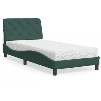 vidaXL Cama Con Colch&oacute;n Terciopelo Verde Oscuro 80x200 Cm Vidaxl