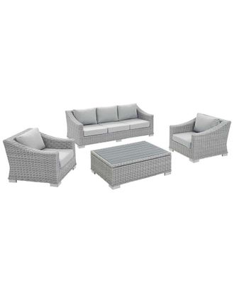 ModWay Conway Sunbrella Outdoor Patio Rattan 4-Piece Furniture Set