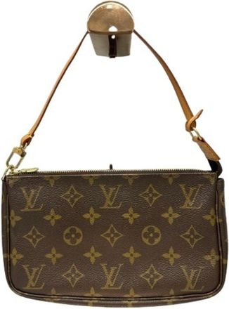 Louis Vuitton Monogram Brown Leather Pouch (Pre-Owned)