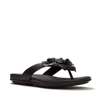 FitFlop Gracie Flower Flip-Flops in Black at Nordstrom, Size 8.5
