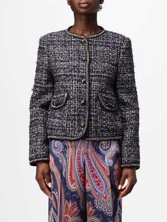 Etro Blazer corto in boucl&eacute; di misto lana con profili a contrasto