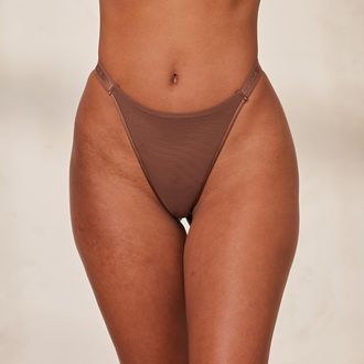 Lounge Smooth Mesh Thong - Chestnut - XXL