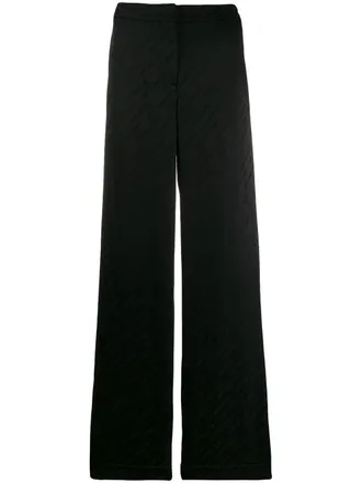 Off-white logo jacquard trousers - women - Polyester/Acetate/Viscose - 44 - Black