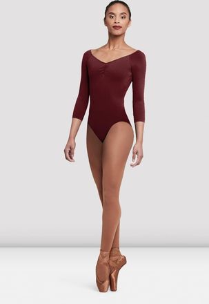 Bloch BLOCH Ladies Dana 3/4 Sleeve Leotard, Burgundy