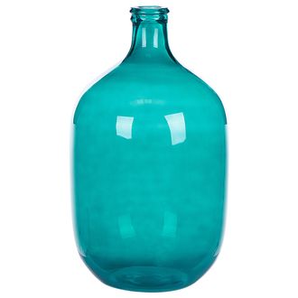 Beliani Jarr&oacute;n De Vidrio Azul Turquesa 48 Cm Hecho A Mano Accesorio Decorativo Mesa Moderno Interior Samosa