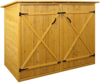 Hhg Garage armadio biciclette con serratura 670 legno box singolo 100x200x152cm legno chiaro