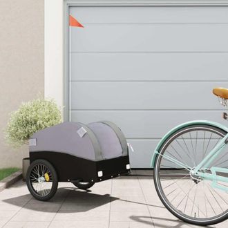 vidaXL Remolque Para Bicicleta Hierro Negro Y Gris 30 Kg Vidaxl