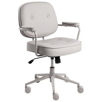 Beliani Silla De Oficina De Piel Sint&eacute;tica Estructura De Metal Funci&oacute;n Giratoria Inclinaci&oacute;n Altura Ajustable Muebles De Oficina Gris Paramus