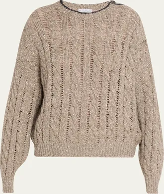Brunello Cucinelli Sparkly Cable-Knit Sweater