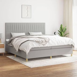 vidaXL Vidaxl - Cama Box Spring Con Colch&oacute;n Tela Gris Claro 200x200 Cm