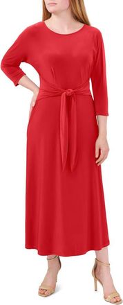 Chaus Tie Waist Jersey Midi Dress in Cc Red at Nordstrom, Size X-Large