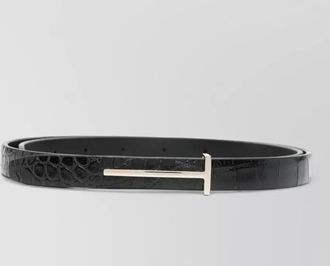 Tom Ford slim t belt crocodile texture leather adjustable