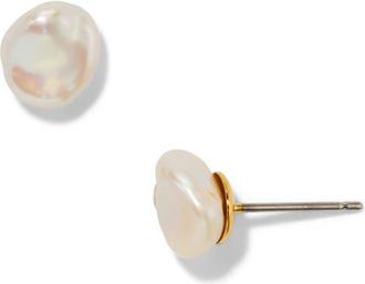 Nadri Madrid Small Freshwater Pearl Stud Earrings in Gold at Nordstrom