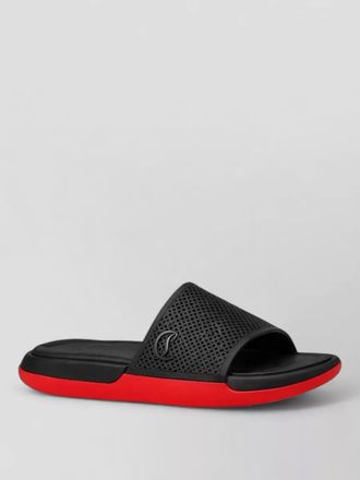 Christian Louboutin slide sandals perforated strap contrasting sole