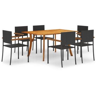 vidaXL Juego De Comedor Para Jard&iacute;n De 7 Piezas Negro Vidaxl
