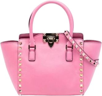 Valentino Pre-owned Handbags, female, Pink, Size: ONE SIZE Pre-owned Studded Satchel