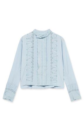 Fortela Woven High Neck Blouse in Light Blue at Nordstrom, Size 40 Eu