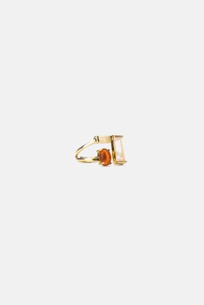 Aliita Anello Doble Baguette Oval Rosa