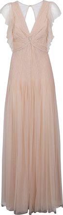 Elisabetta Franchi Maxi Ruffled Cap Polyamide Dress