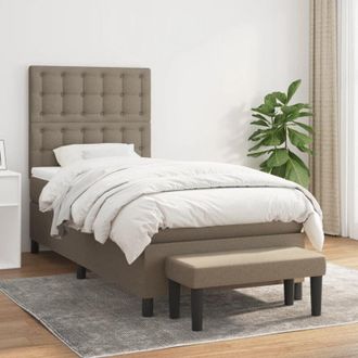 vidaXL Cama Box Spring Con Colch&oacute;n Tela Gris Taupe 90x200 Cm Vidaxl