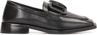 Kazar Zwarte instap platte schoenen op een platte zool - Dames - Loafers - Zwart - 36 EU - Leer - Schoenen