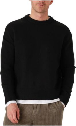 Selected Slharne LS Knit Relaxed Wool Crew Neck - Heren - Ronde hals truien - Zwart - M - Wol - Truien & Vesten