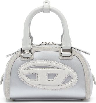 Diesel 1DR Dome - Small bowling bag in satin and suede - Crossbody Bags - Woman - Silver
