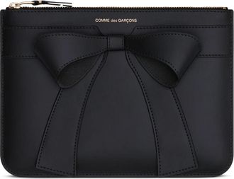 Comme Des Gar&ccedil;ons Zwarte Portemonnee met Grote Strik - Heren - Portefeuilles - Zwart - ONE Size - Leer - Accessoires