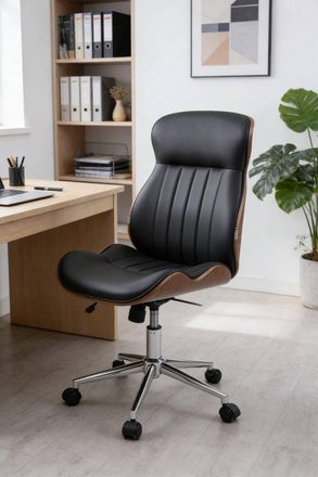 Living and Home Ergonomic Modern PU Office Chair with High Back, Adjustable Seat & Smooth Casters