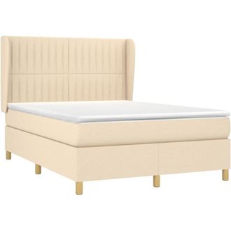 vidaXL Cama Box Spring Con Colch&oacute;n Tela Color Crema 140x200 Cm Vidaxl