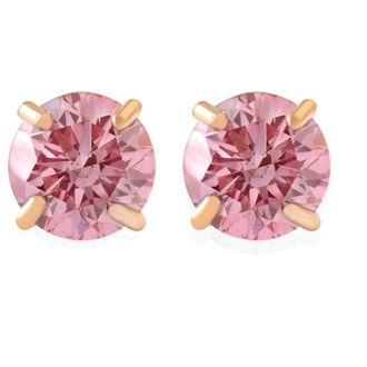 Pompeii3 3/8Ct Pink Lab Grown Diamond Screw Back Studs Earrings 14K Yellow Gold