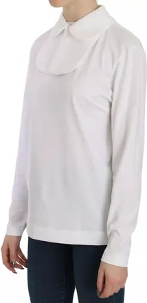 Dolce & Gabbana White Cotton Longsleeve Collared Womens Blouse