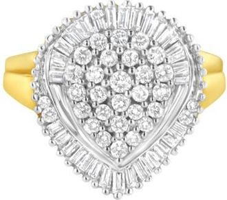 House of Brilliance 10K Yellow Gold 1.0 Cttw Diamond Oval Shaped Cluster Ring at Nordstrom, Size 6