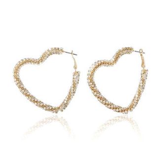 BCBGeneration Crystal Heart Hoop Earrings in Gold at Nordstrom