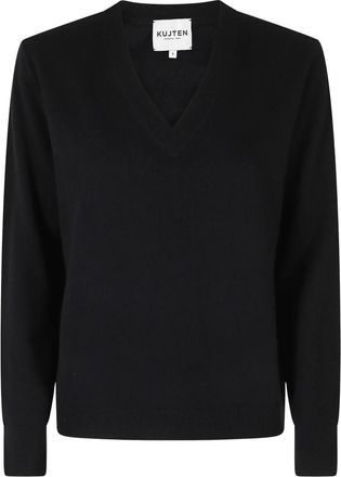 Kujten Lita V-neck Sweater - Dames - V-hals truien - Zwart - M - Kasjmier - Truien & Vesten