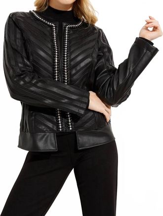 Joseph Ribkoff Studded Collarless Jacket In Black