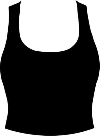 Generic BloomFashion Womens Black Sleeveless Basic Crop Tank Tops - Ladies Scoop Neck Cotton Slim Fit Gym Yoga Cropped Vest Tops Casual Summer Workout Sports 