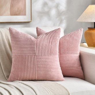 OEM Juego De Fundas De Coj&iacute;n Estilo Bohemio - Decorativo - 2 Piezas - Rosa - Pana - 45 X 45 Cm