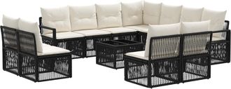 vidaXL Conjunto De Sof&aacute;s De Jard&iacute;n 12 Uds. Negro Rat&aacute;n Sint&eacute;tico Vidaxl