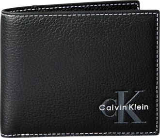 Calvin Klein Bold Pebble Billfold - Heren - Portefeuilles - Zwart - ONE Size - Leer - Accessoires