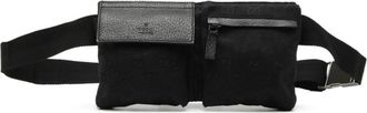 Gucci Gg Canvas Black Gg Canvas Leather Fanny Pack Sling Bag (Pre-Owned)
