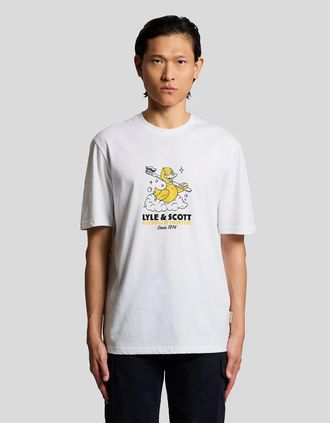Lyle & Scott Lyle And Scott Mens Chest Print Graphic T-Shirt - White - Size: 40