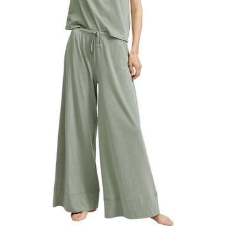 Petite Plume Pima Cotton Wide Leg Lounge Pants in Green at Nordstrom, Size X-Small