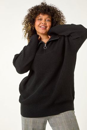 Roman Front Zip Fold Over Jumper