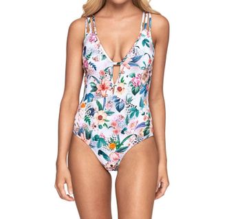 Jets By Jessika Allen Plunge V-Neck One Piece Swimsuit In Femme Floral