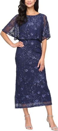 S.L. Fashions Sequin Blouson Bodice Gown in Navy at Nordstrom, Size 10
